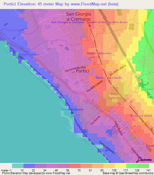 Portici,Italy Elevation Map