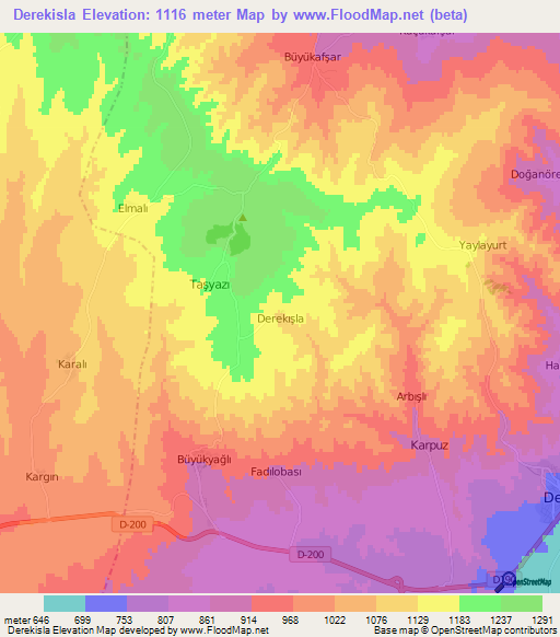 Derekisla,Turkey Elevation Map