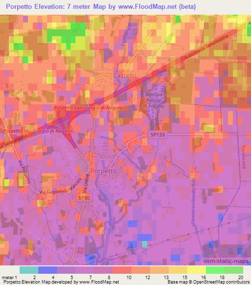 Porpetto,Italy Elevation Map