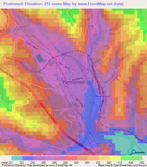 Pontremoli,Italy Elevation Map