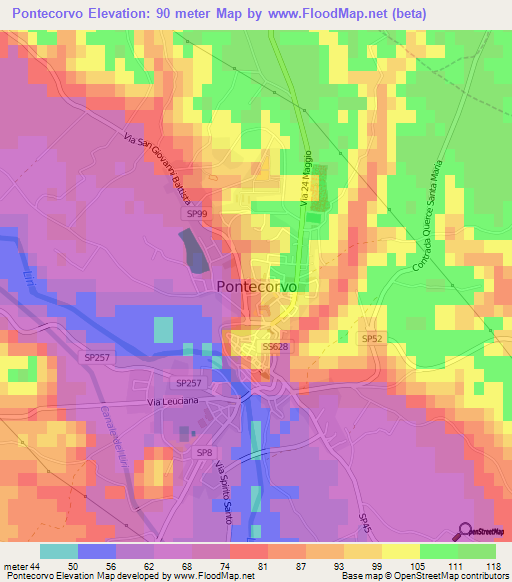 Pontecorvo,Italy Elevation Map