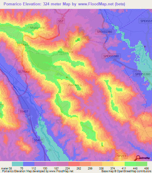 Pomarico,Italy Elevation Map