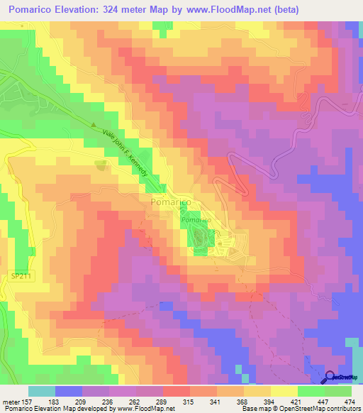 Pomarico,Italy Elevation Map