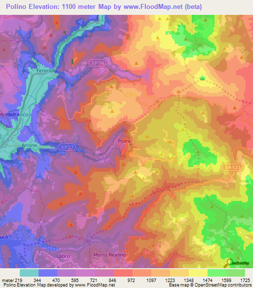 Polino,Italy Elevation Map