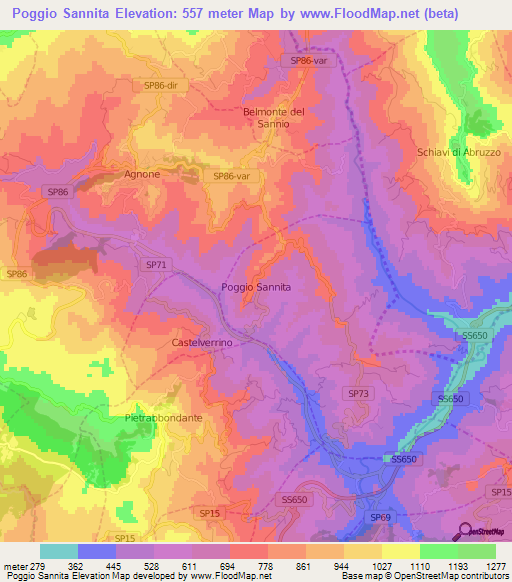 Poggio Sannita,Italy Elevation Map