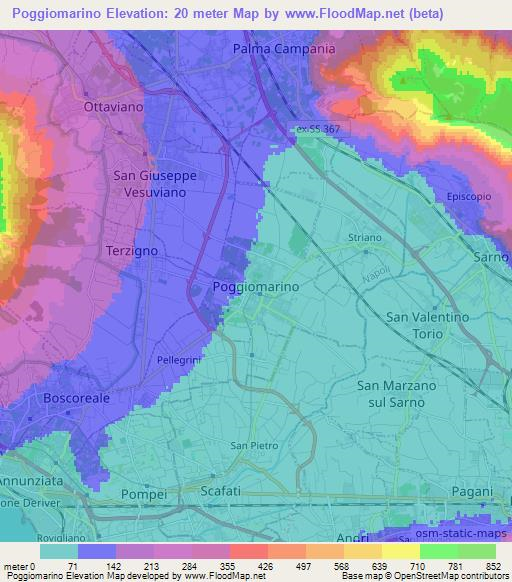 Poggiomarino,Italy Elevation Map