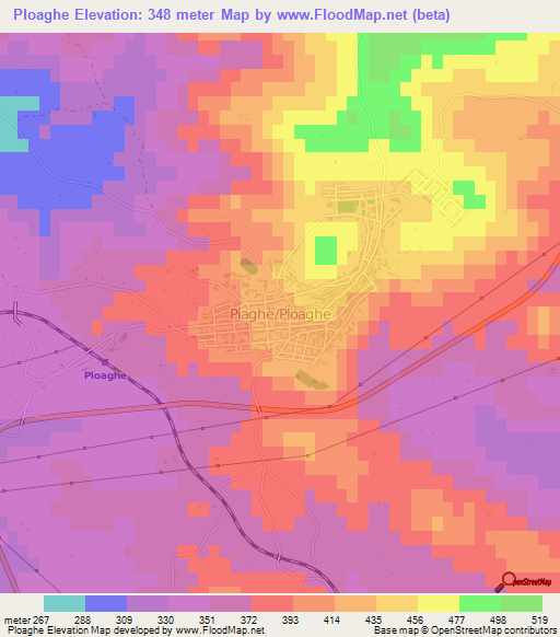 Ploaghe,Italy Elevation Map