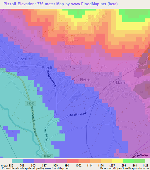 Pizzoli,Italy Elevation Map