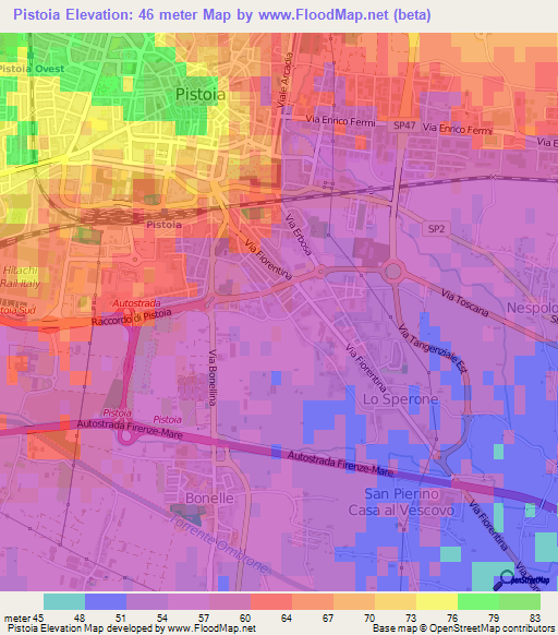 Pistoia,Italy Elevation Map