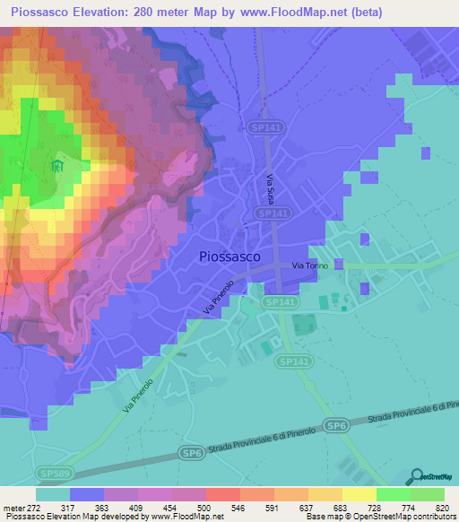 Piossasco,Italy Elevation Map