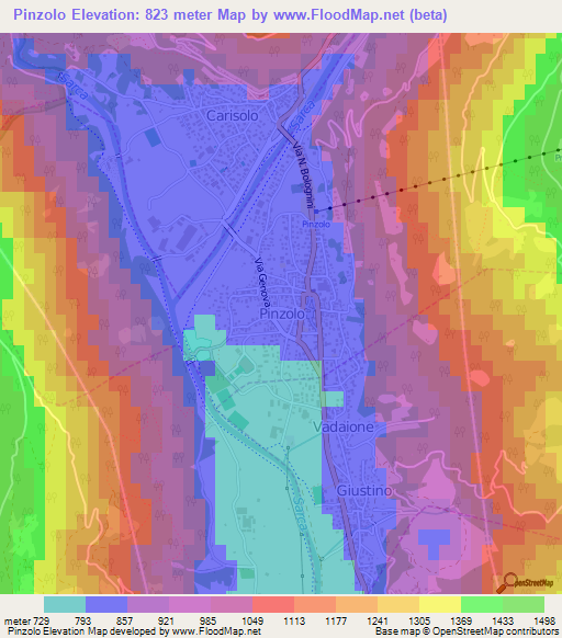 Pinzolo,Italy Elevation Map