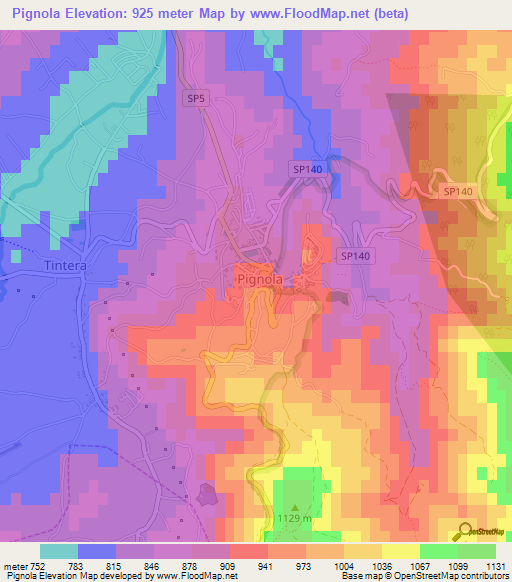 Pignola,Italy Elevation Map