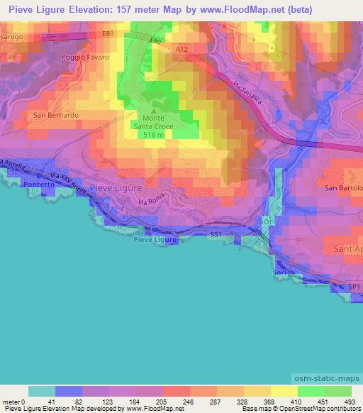 Pieve Ligure,Italy Elevation Map