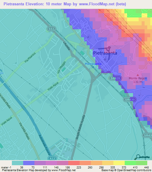 Pietrasanta,Italy Elevation Map