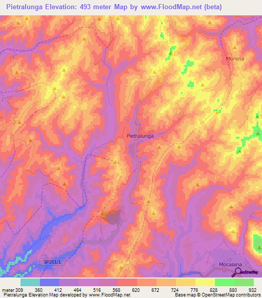 Pietralunga,Italy Elevation Map