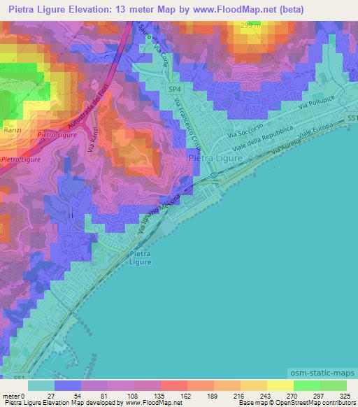 Pietra Ligure,Italy Elevation Map