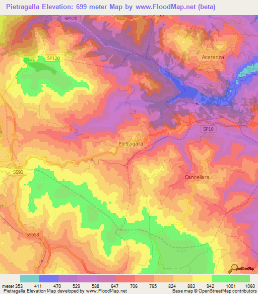 Pietragalla,Italy Elevation Map