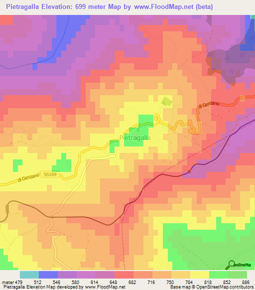 Pietragalla,Italy Elevation Map