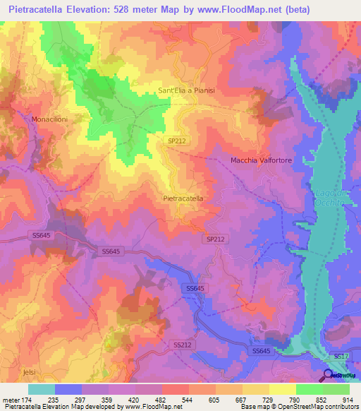 Pietracatella,Italy Elevation Map