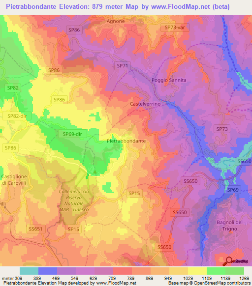 Pietrabbondante,Italy Elevation Map