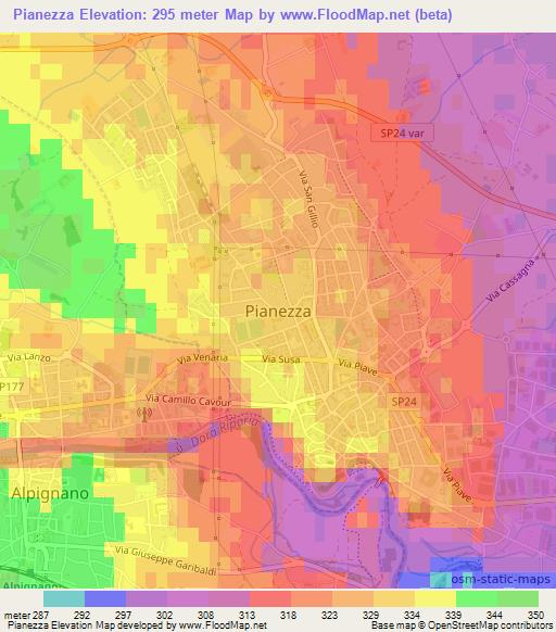 Pianezza,Italy Elevation Map