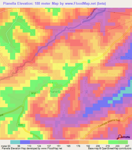 Pianella,Italy Elevation Map