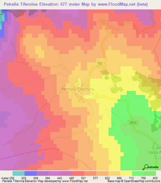 Petrella Tifernina,Italy Elevation Map