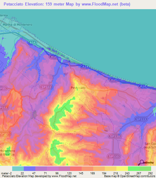 Petacciato,Italy Elevation Map