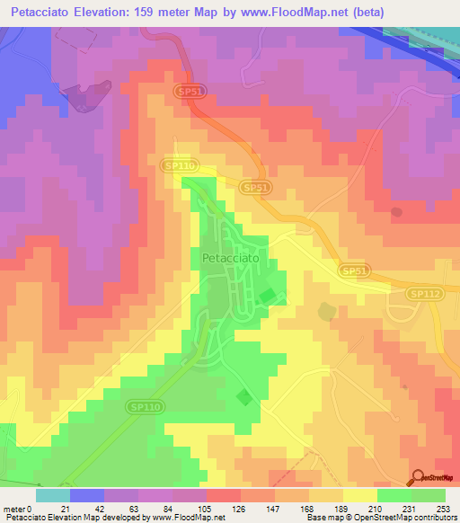 Petacciato,Italy Elevation Map