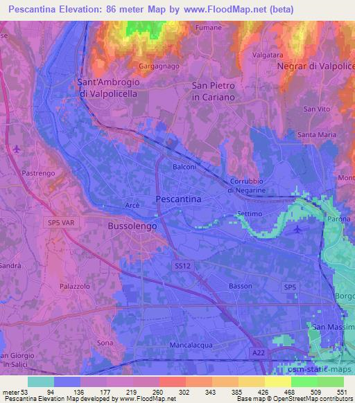 Pescantina,Italy Elevation Map