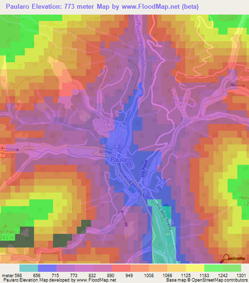 Paularo,Italy Elevation Map