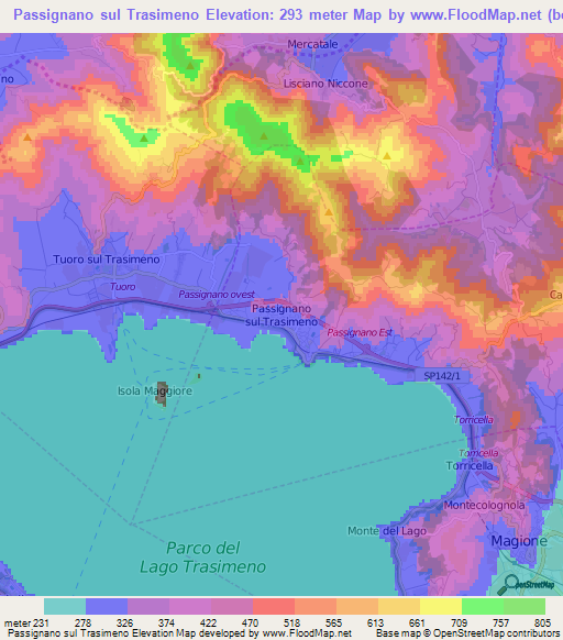 Passignano sul Trasimeno,Italy Elevation Map