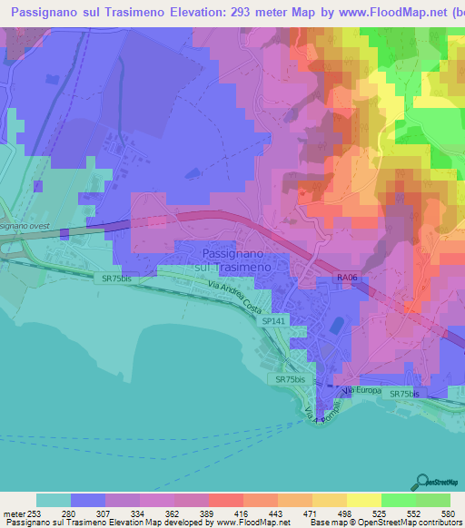 Passignano sul Trasimeno,Italy Elevation Map