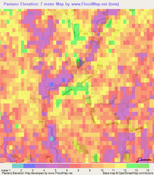 Pasiano,Italy Elevation Map