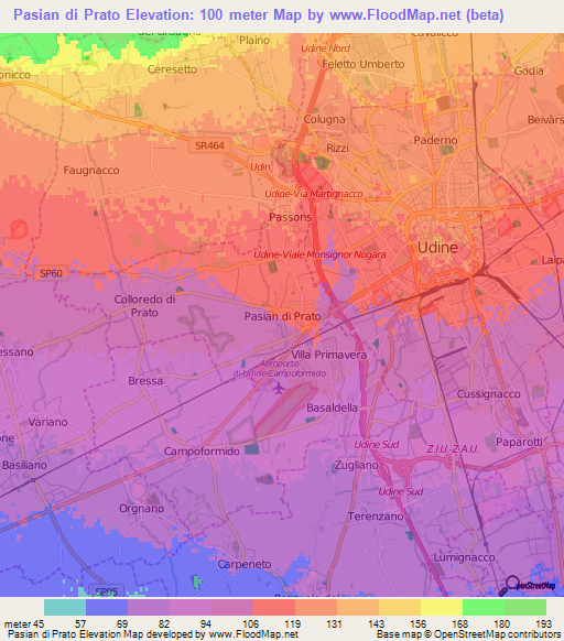 Pasian di Prato,Italy Elevation Map