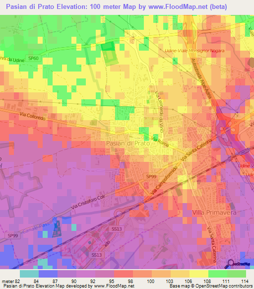 Pasian di Prato,Italy Elevation Map