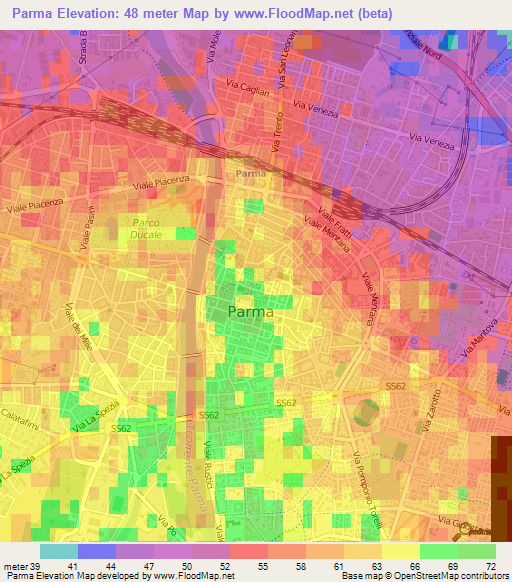 Parma,Italy Elevation Map