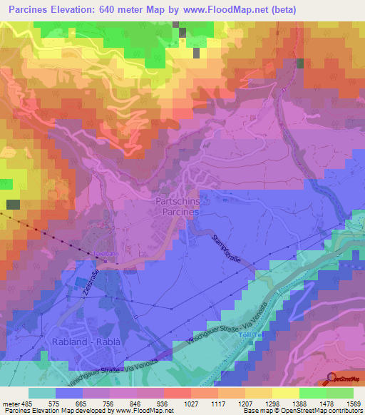 Parcines,Italy Elevation Map