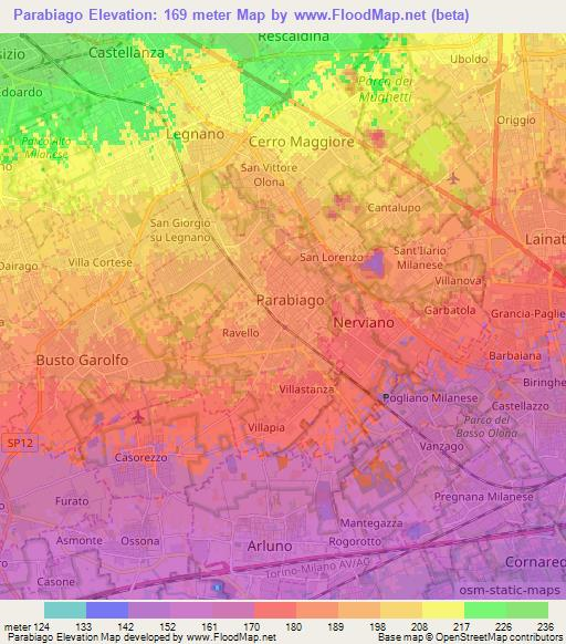 Parabiago,Italy Elevation Map