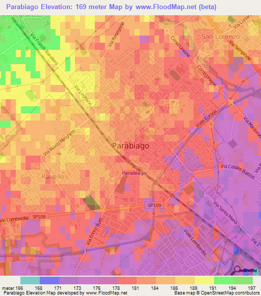 Parabiago,Italy Elevation Map