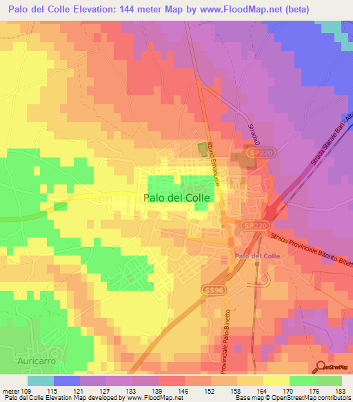 Palo del Colle,Italy Elevation Map