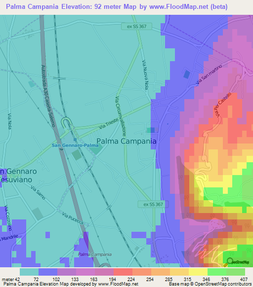 Palma Campania,Italy Elevation Map