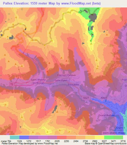 Pallex,Italy Elevation Map