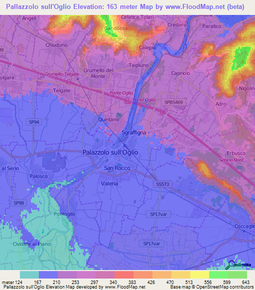 Pallazzolo sull'Oglio,Italy Elevation Map
