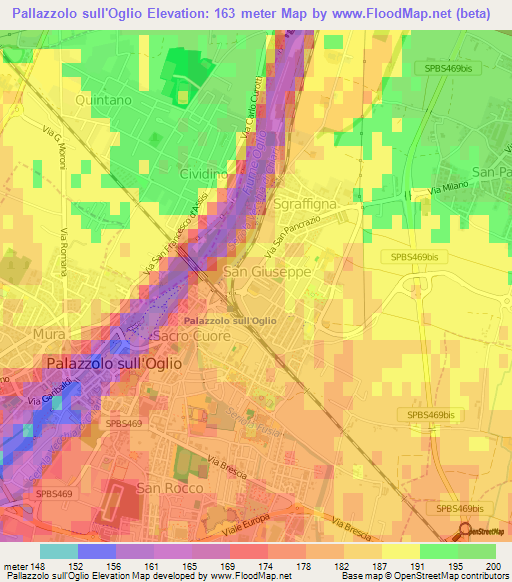 Pallazzolo sull'Oglio,Italy Elevation Map