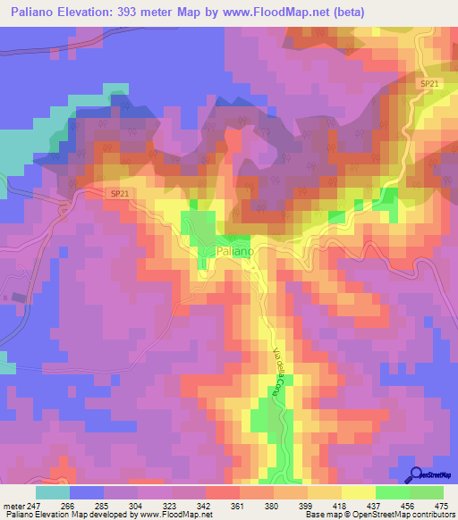 Paliano,Italy Elevation Map