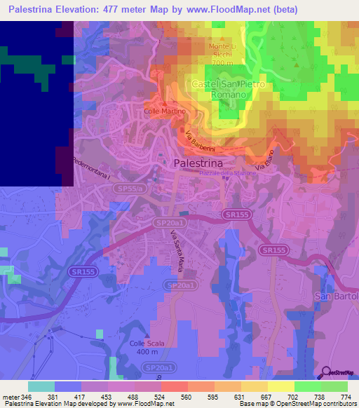 Palestrina,Italy Elevation Map