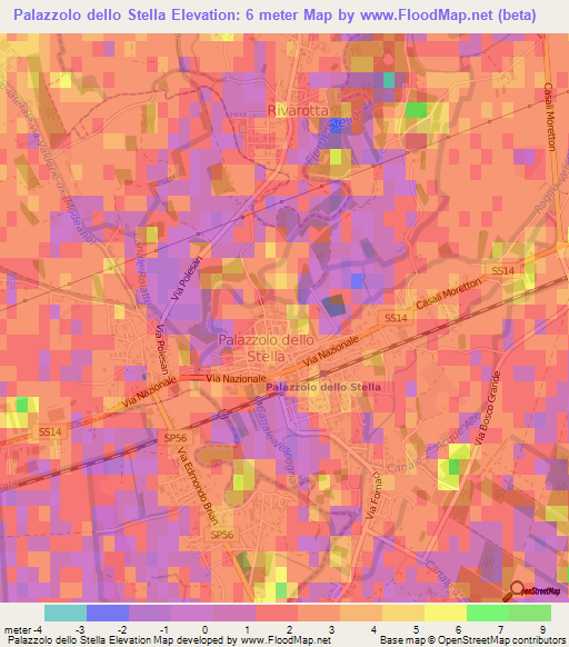 Palazzolo dello Stella,Italy Elevation Map