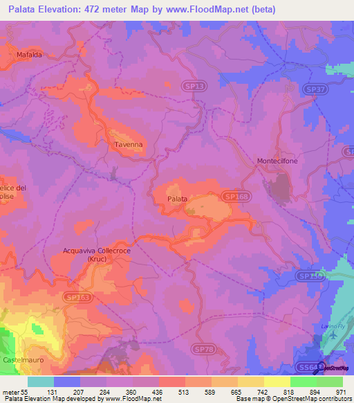 Palata,Italy Elevation Map