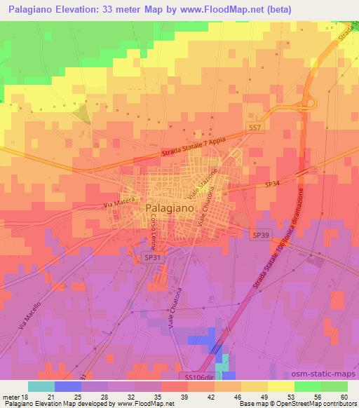 Palagiano,Italy Elevation Map